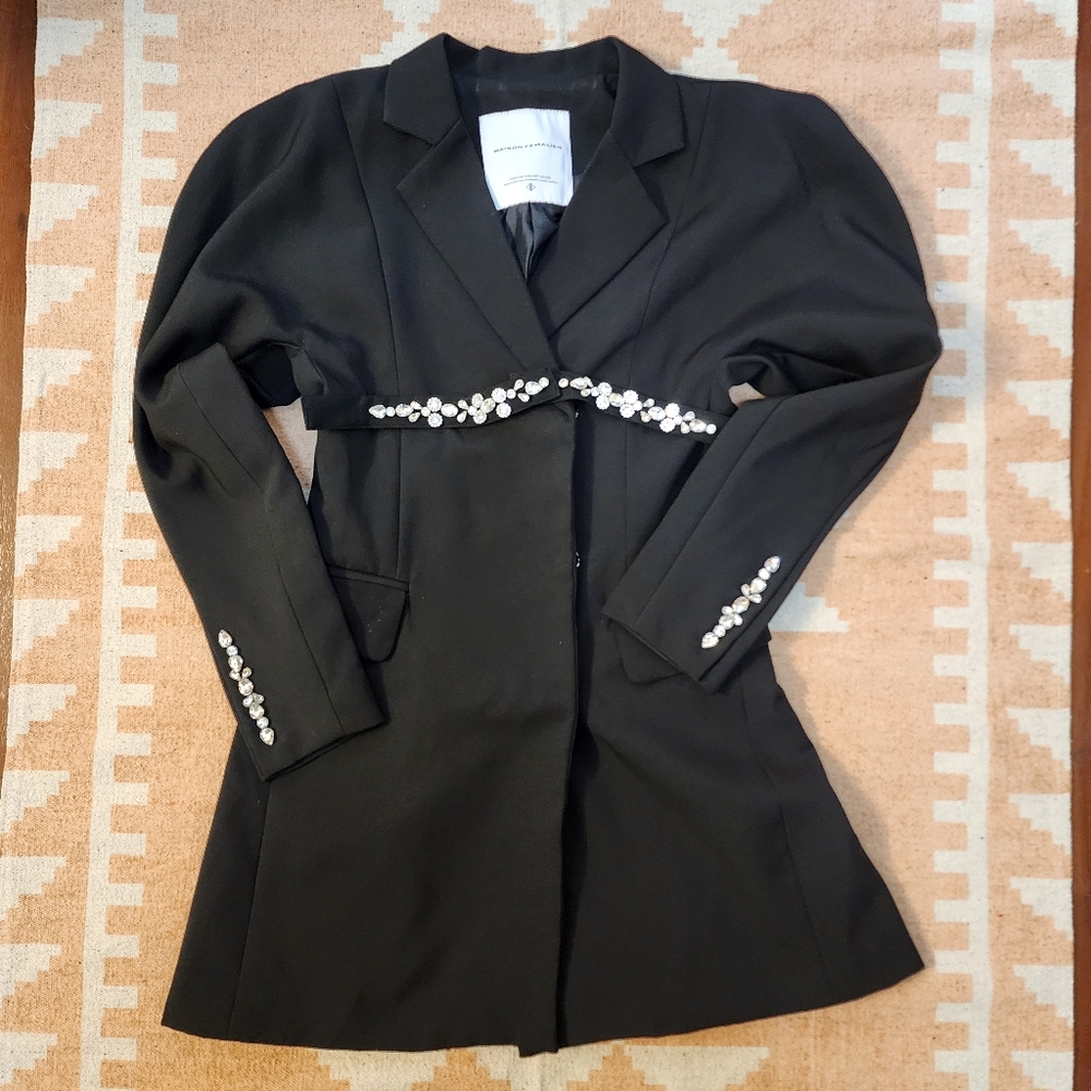 Maison Femalien Designer Sample Jeweled Blazer Dress
